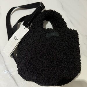 UGG Black Sherpa Mini Tote with Adjustable Strap